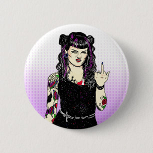 Badge Rond 5 Cm Punk gothique fille renverser la main de l'oiseau 
