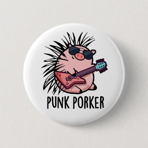 Badge Rond 5 Cm Punk Porker Funny Punk Rocker Pig Pun
