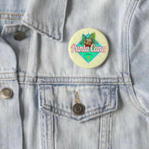 Badge Rond 5 Cm Punta Cana Caraïbes République Dominicaine Retro