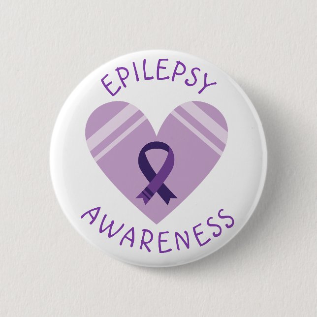 Badge Rond 5 Cm Purple Epilepsie Sensibilisation Heart Ribbon Supp (Devant)