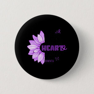Badge Rond 5 Cm Purple Flower Heart Heimer's Dementia Sensibilisat
