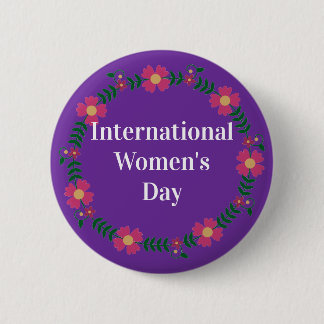 Badge Rond 5 Cm Purple International Womens Day Taille personnalis