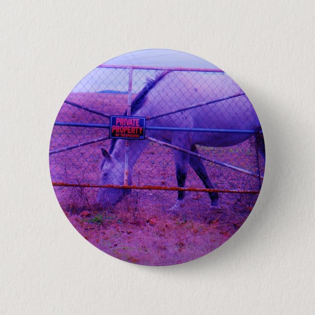 Badge Rond 5 Cm Purple Propriété Privée Horse (Devant)
