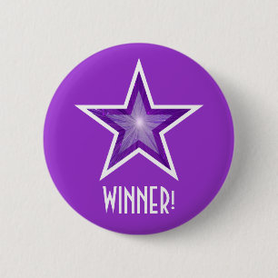 Badge Rond 5 Cm Purple Star 'WINNER' bouton violet violet