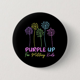 Badge Rond 5 Cm Purple Up For Military Kids - Mois De La Militar