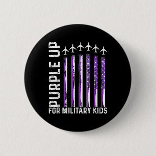 Badge Rond 5 Cm Purple Up For Military Kids Usa Drapeau Militaire
