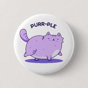 Badge Rond 5 Cm Purr-ple Funny Fat Kitty Chat Pun