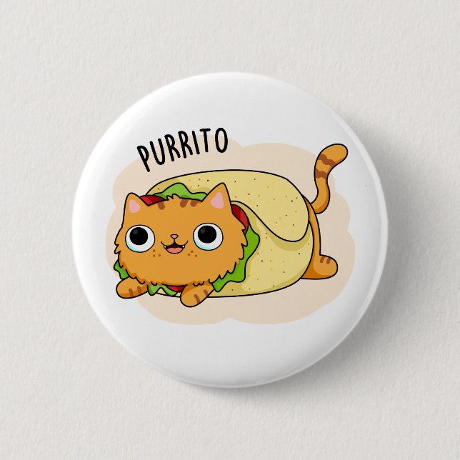 Badge Rond 5 Cm Purrito Funny Kitty Cat Burrito Pun (Devant)