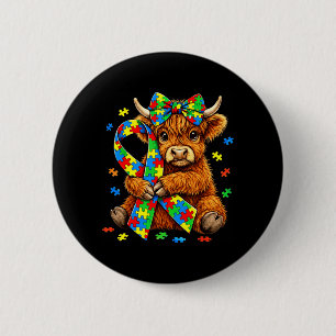 Badge Rond 5 Cm Puzzle Coquette Bow de sensibilisation à l'autisme