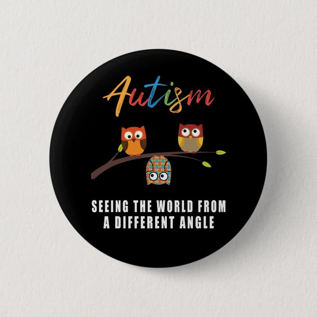 Badge Rond 5 Cm Puzzle Owl Sensibilisation sur l'autisme Autistic  (Devant)