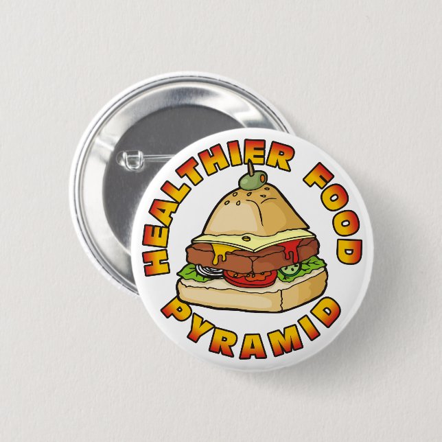 Badge Rond 5 Cm Pyramide alimentaire plus saine (Devant & derrière)