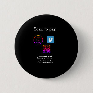 Badge Rond 5 Cm Q R code venmo scanner pour payer ajouter le logo