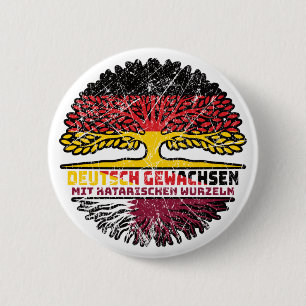 Badge Rond 5 Cm Qatar Qatari Deutsch Allemagne Arbre Racine