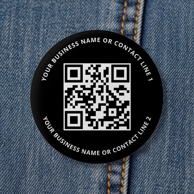 Badge Rond 5 Cm QR Code Business Template Black (Créateur téléchargé)