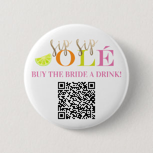 Badge Rond 5 Cm QR Code Final Fiesta Acheter le bouton "Mariée" à