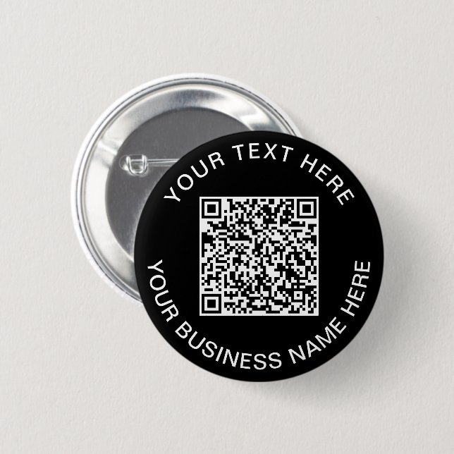 Badge Rond 5 Cm QR Code promotionnel noir (Devant & derrière)