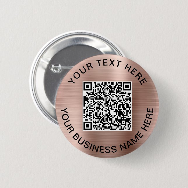 Badge Rond 5 Cm QR Code promotionnel Rose Gold (Devant & derrière)