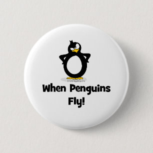 Badge Rond 5 Cm Quand les pingouins volent !