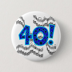 Badge Rond 5 Cm Quarantième anniversaire de musical