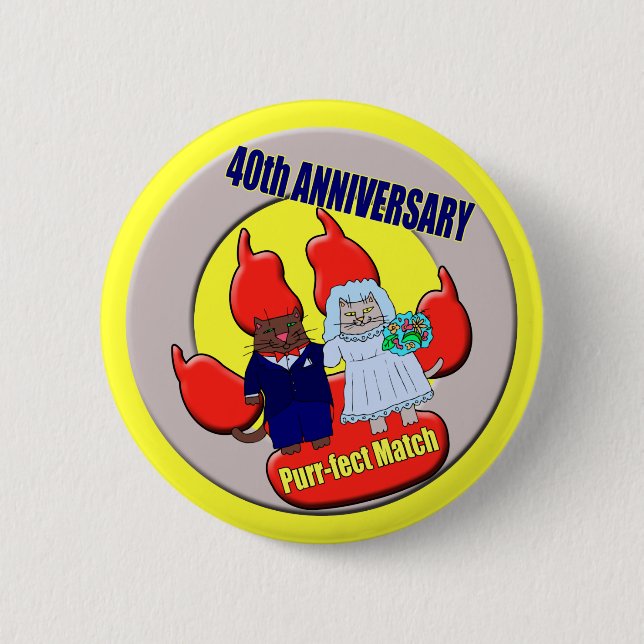 Badge Rond 5 Cm quarantième Bouton d'anniversaire de mariage (Devant)