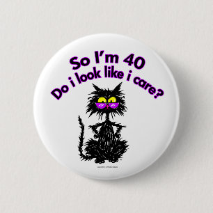 Badge Rond 5 Cm quarantième Cadeaux de chat d'anniversaire