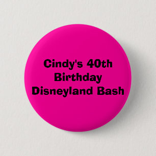 Badge Rond 5 Cm Quarantième coup de Disneyland de l'anniversaire
