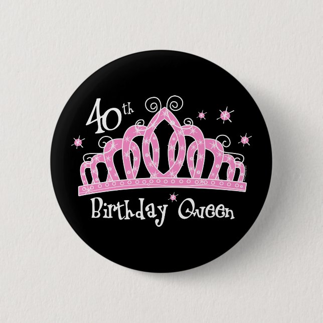Badge Rond 5 Cm Quarantième reine DK d'anniversaire de diadème (Devant)