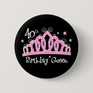 Badge Rond 5 Cm Quarantième reine DK d'anniversaire de diadème