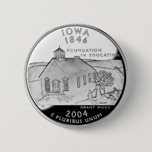 Badge Rond 5 Cm Quartier d'État de l'Iowa Reverse Side Faux