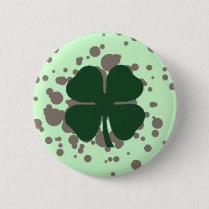 Badge Rond 5 Cm quatre feuilles de trèfle : bulles :