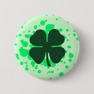 Badge Rond 5 Cm quatre feuilles de trèfle : bulles :