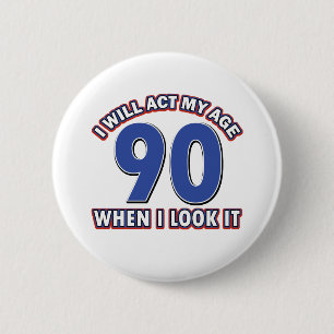 Badge Rond 5 Cm quatre-vingt-dixième conceptions d'anniversaire