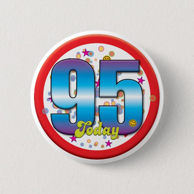 Badge Rond 5 Cm quatre-vingt-quinzième Anniversaire aujourd'hui v2 (Devant)
