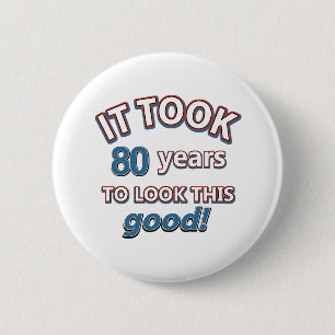 Badge Rond 5 Cm quatre-vingtième conceptions d'anniversaire