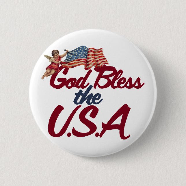 Badge Rond 5 Cm Que Dieu bénisse les États-Unis (Devant)
