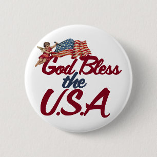 Badge Rond 5 Cm Que Dieu bénisse les États-Unis