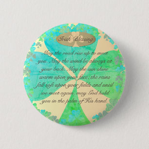 Badge Rond 5 Cm "Que la route monte..." Bénédiction Shamrock irl