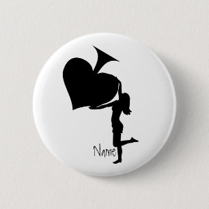 Badge Rond 5 Cm Queen of Spades tenant un tonnerre d'As noir