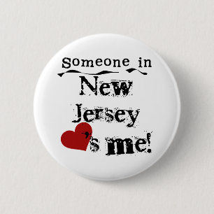 Badge Rond 5 Cm Quelqu'un dans le New Jersey m'aime