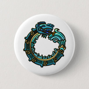 Badge Rond 5 Cm Quetzalcoatl turquoise