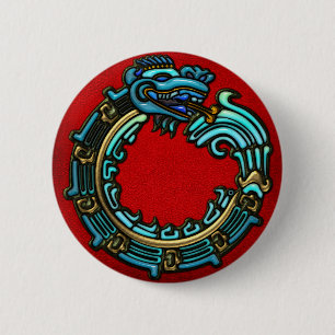 Badge Rond 5 Cm Quetzalcoatl turquoise