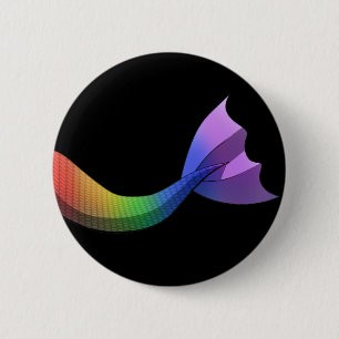 Badge Rond 5 Cm Queue V2 de sirène d'arc-en-ciel