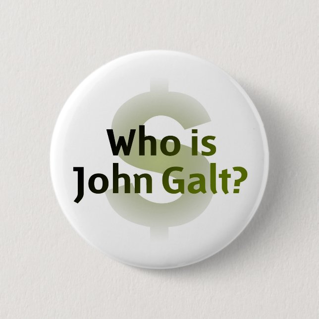 Badge Rond 5 Cm Qui est John Galt ? Symbole d'argent (Devant)