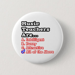 Badge Rond 5 Cm Quiz de l'enseignant de musique...Joke