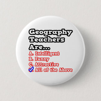 Badge Rond 5 Cm Quiz de l'enseignant en géographie...Plaisanterie