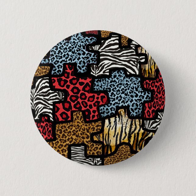 Badge Rond 5 Cm RAB Rockabilly Poster de animal Puzzle (Devant)