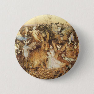 Badge Rond 5 Cm Rabbit Parmi les fées, contes de fées Vintages