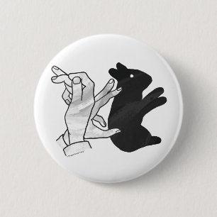 Badge Rond 5 Cm Rabbit Silhouette main