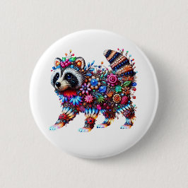 Badge Rond 5 Cm Raccoon brillant enchanté
