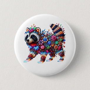 Badge Rond 5 Cm Raccoon brillant enchanté